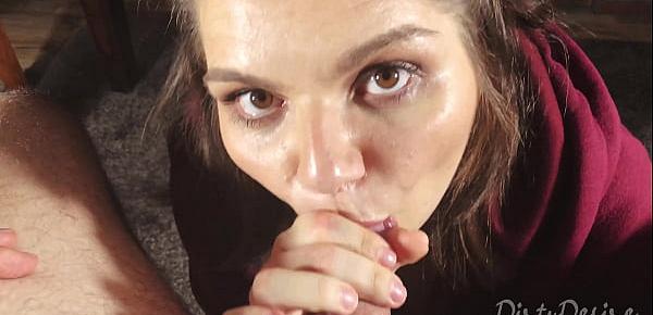  Spontaneous Blowjob - She Swallows Cum As She Looks Straight In The Camera